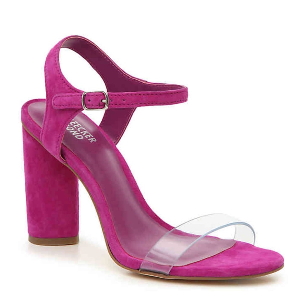 Bleeker & Bond Viola Suede and Lucite in Fuchsia & Clear Size 8 NIB *NEVER WORN*